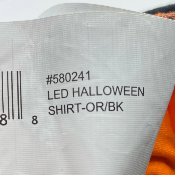 RUBIE'S LED HALLOWEEN SHIRT - Orange Black Light Up LED Pumpkin Mediumn - Picture 5 of 7